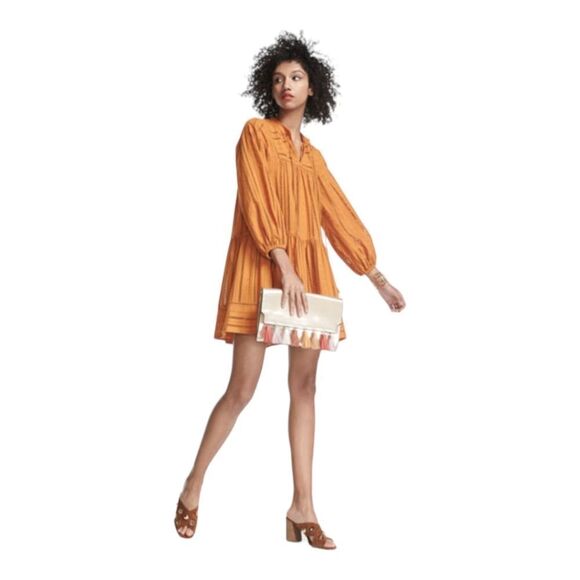 Anthtopologie x Shoshanna Marta tunic Dress 3/4 Sleeve in Mango sz 4 AS IS - Picture 3 of 16